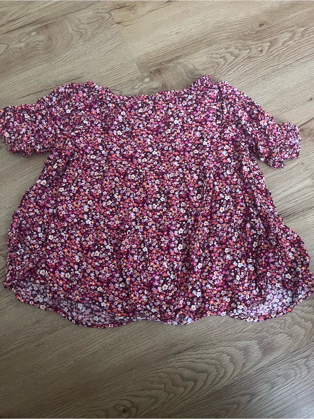 Girl’s Floral Puff-Sleeve Blouse - Pink Multi